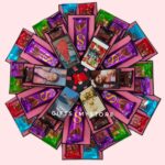 ROTATING TEDDY BEAR WITH COMPLETE DAIRY MILK SILK CEB_OPTIONS_WITH FERRERO ROCHER (PINK AND PURPLE THEME) By GiftsMyStore
